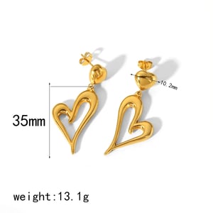 1 Pair Simple Novelty Style Hollow Heart Shape Stainless Steel  Gold Color Women's Drop Earrings h5 Picture3